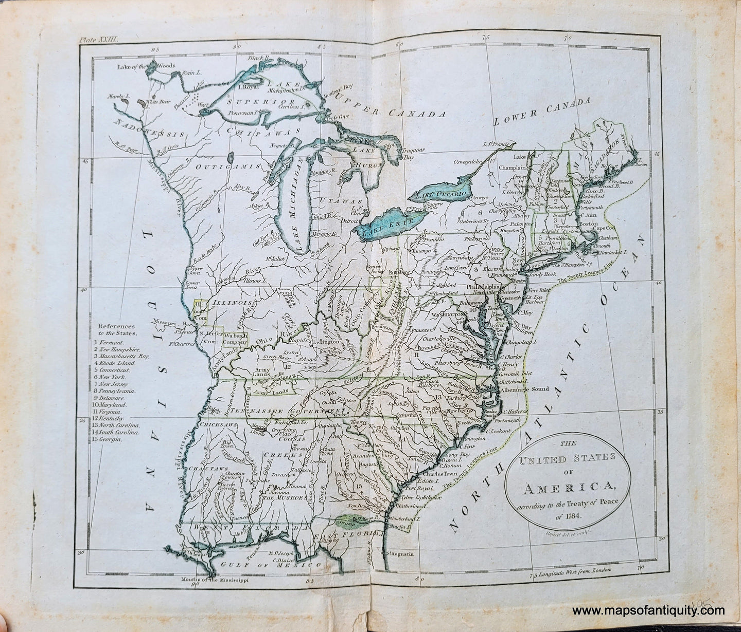 Genuine-Antique-Map-The-United-States-of-America-according-to-the-Treaty-of-Peace-of-1784-1800-Russell-Guthrie-Maps-Of-Antiquity