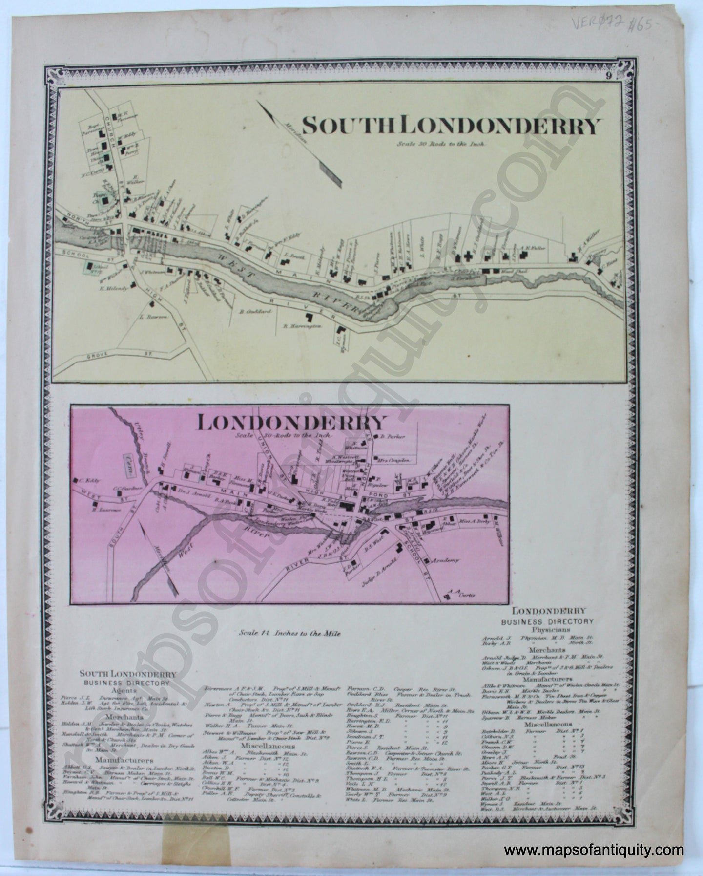 Antique-Map-South-Londonderry-Londonderry-VT-Vermont-Maps-of-Antiquity