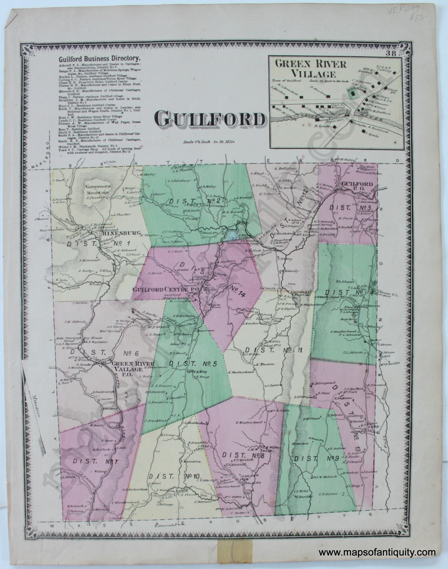 Antique-Map-Guilford-VT-Vermont