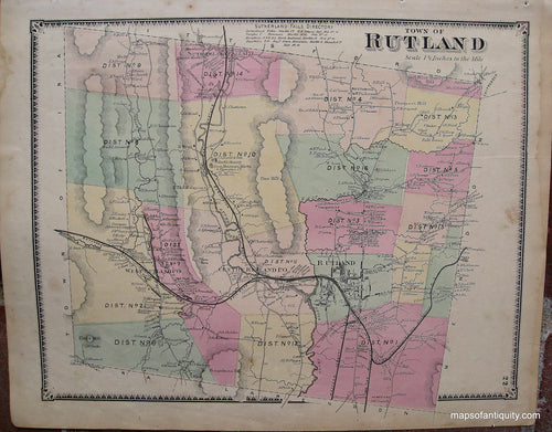 Antique-Hand-Colored-Map-Rutland-VT---Vermont-United-States-Northeast-1869-Beers-Maps-Of-Antiquity