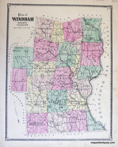 Antique-Map-Plan-of-Windham-County-Vermont-Maps-of-Antiquity