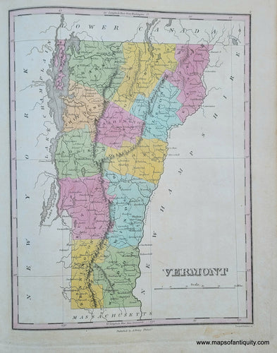 Antique-Hand-Colored-Map-Vermont.-United-States-Northeast-1824-Anthony-Finley-Maps-Of-Antiquity