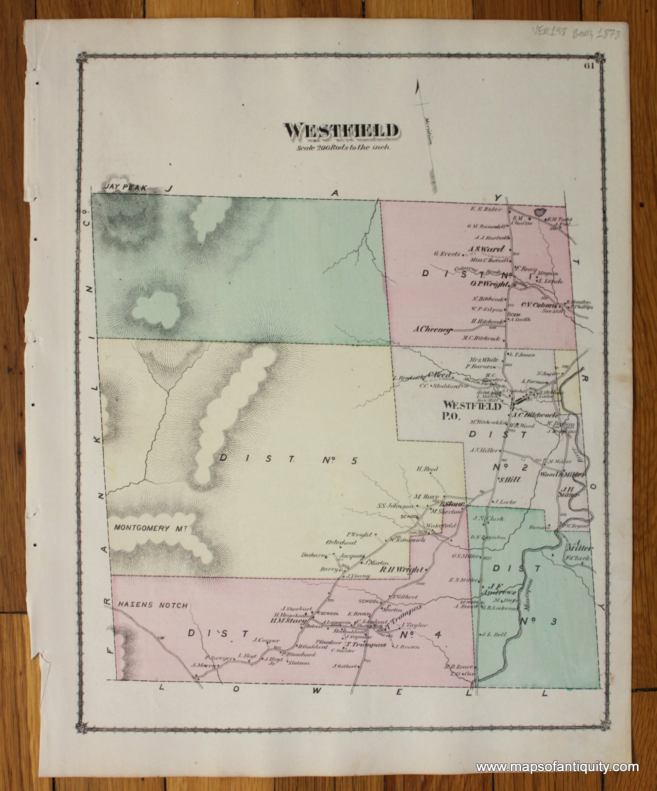 Antique-Hand-Colored-Map-Westfield-Verso:-Coventry-and-Coventry-Falls-(VT)-*****UNAVAILABLE*****-United-States-Northeast-1878-Beers-Maps-Of-Antiquity