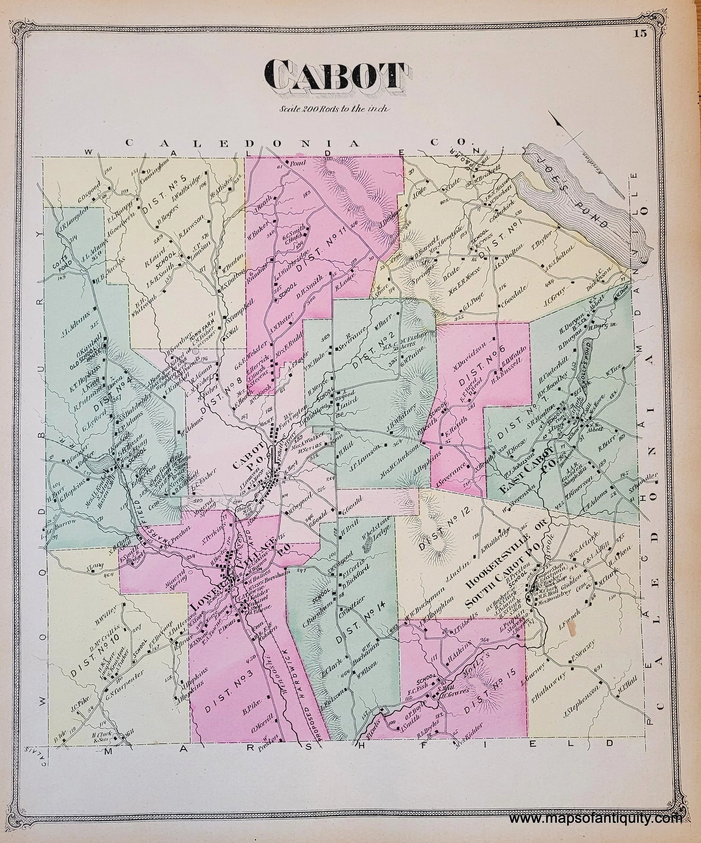 Genuine-Antique-Map-Cabot-VT-Vermont-1873-Beers-Maps-Of-Antiquity