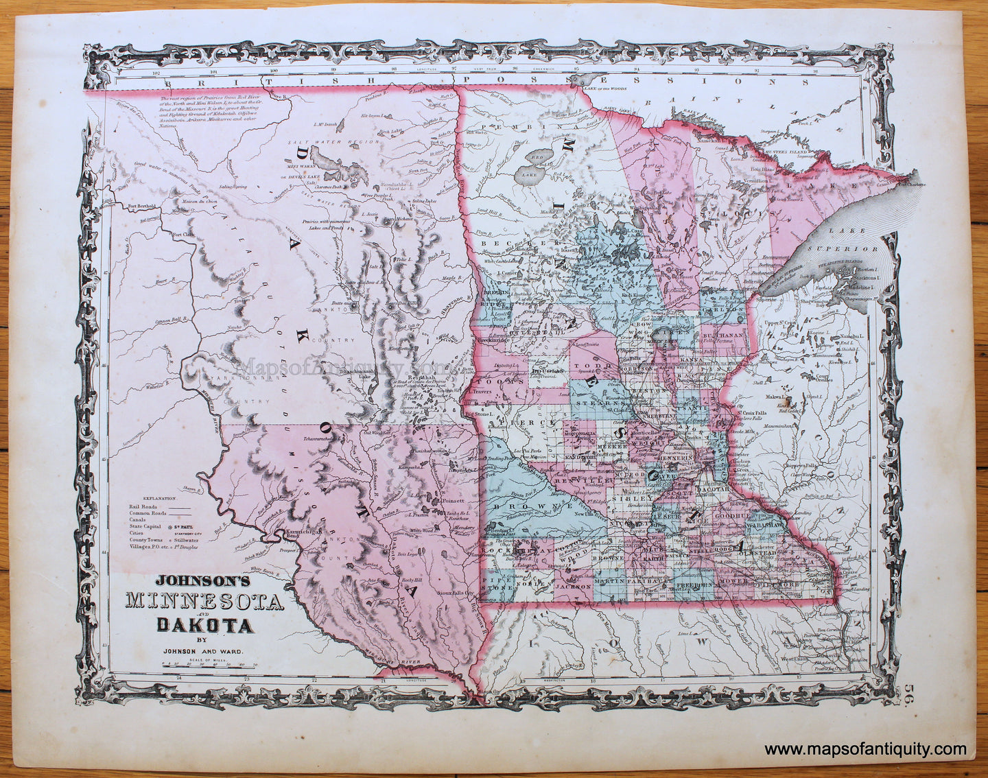 Antique-Map-Minnesota-Dakota-Territory-Johnson-1864