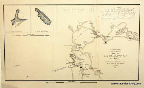 Hand-Colored-Antique-Coastal-Chart-Sketch-J-No.-6-San-Francisco-Bay**********-United-States-California-1851-U.S.-Coast-Survey-Maps-Of-Antiquity