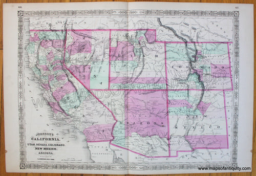 Antique-Map-California-also-Utah-Nevada-Colorado-New-Mexico-and-Arizona