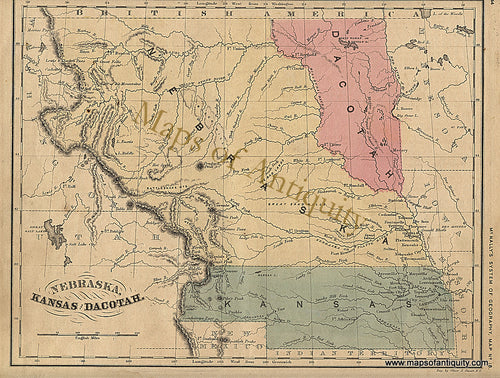 Antique-Hand-Colored-Map-Nebraska-Kansas-Dacotah.-United-States-West-General-1860-Stuart/McNally-Maps-Of-Antiquity