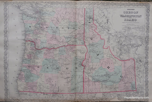 Antique-Hand-Colored-Map-Colton's-Oregon-Washington-and-Idaho-United-States-West-1886-Colton-Maps-Of-Antiquity