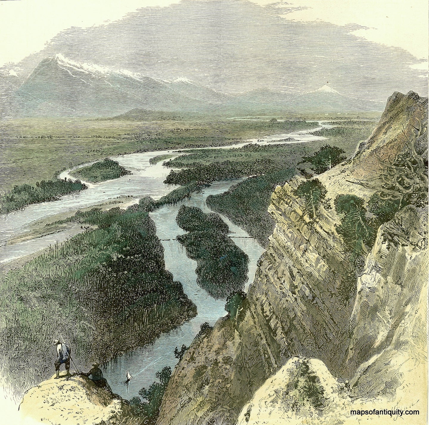 Hand-Colored-Woodcut-Engraving-Our-Great-National-Park-The-Valley-of-the-Yellowstone-******-United-States-Wyoming-1872-Picturesque-America-Maps-Of-Antiquity