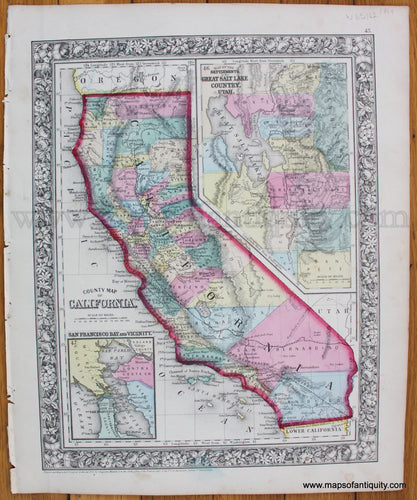 Antique-County-Map-of-the-State-of-California-Mitchell-1864-1860s-1800s-Mid-Late-19th-Century-Maps-of-Antiquity