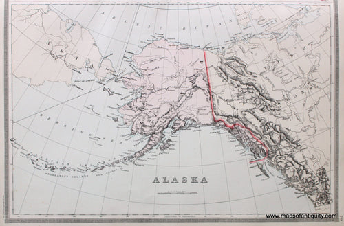 Antique-Hand-Colored-Map-Alaska-**********-United-States-West-1887-Bradley-Maps-Of-Antiquity