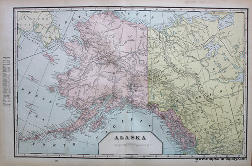 Antique-Printed-Color-Map-Alaska-verso:-Map-of-Idaho-and-Washington-North-America-West-1900-Cram-Maps-Of-Antiquity