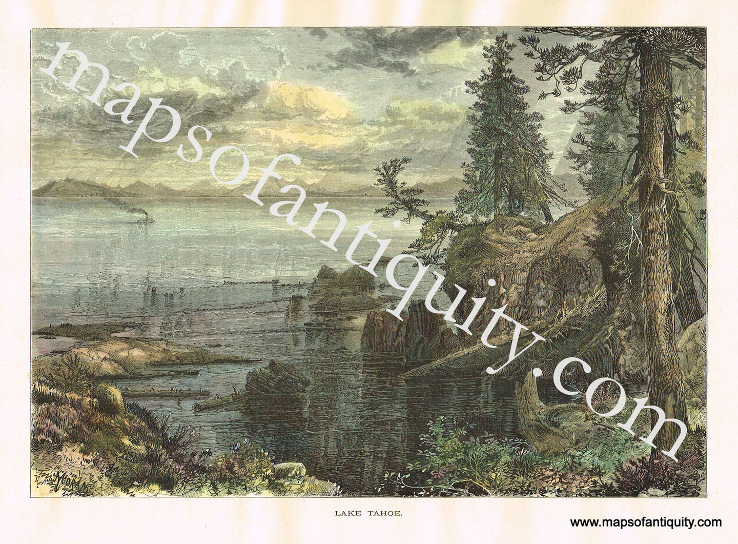 Antique-Hand-Colored-Engraved-Illustration-Lake-Tahoe-United-States-West-1872-Picturesque-America-Maps-Of-Antiquity