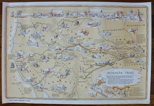 Antique-Map-West-Western-US-United-States-Mormon-Trail-Hales-1947