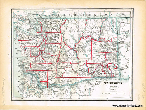 Antique-Printed-Color-Map-Washington-United-States-West-1891-People's-Publishing-Co.-Maps-Of-Antiquity