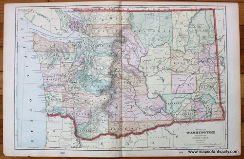 Antique-Printed-Color-Map-Washington-United-States-West-1900-Cram-Maps-Of-Antiquity