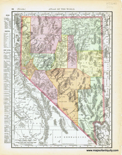 Antique-Printed-Color-Map-Nevada-verso:-Arizona-**********-United-States-West-1892-Rand-McNally-Maps-Of-Antiquity