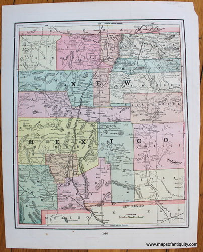 Antique-Map-State-United-States-U.S.-West-New-Mexico-Colorado-Home-Library-and-Supply-Association-Pacific-Coast-1892-1890s-1800s-Late-19th-Century-Maps-of-Antiquity-