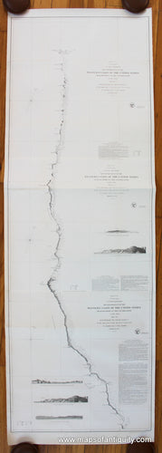 Antique-Map-Reconnoissance-of-the-Western-Coast-of-the-United-States-from-Monterey-to-the-Columbia-River-Three-sheets-joined-on-linen-USCS-1851-Maps-Of-Antiquity