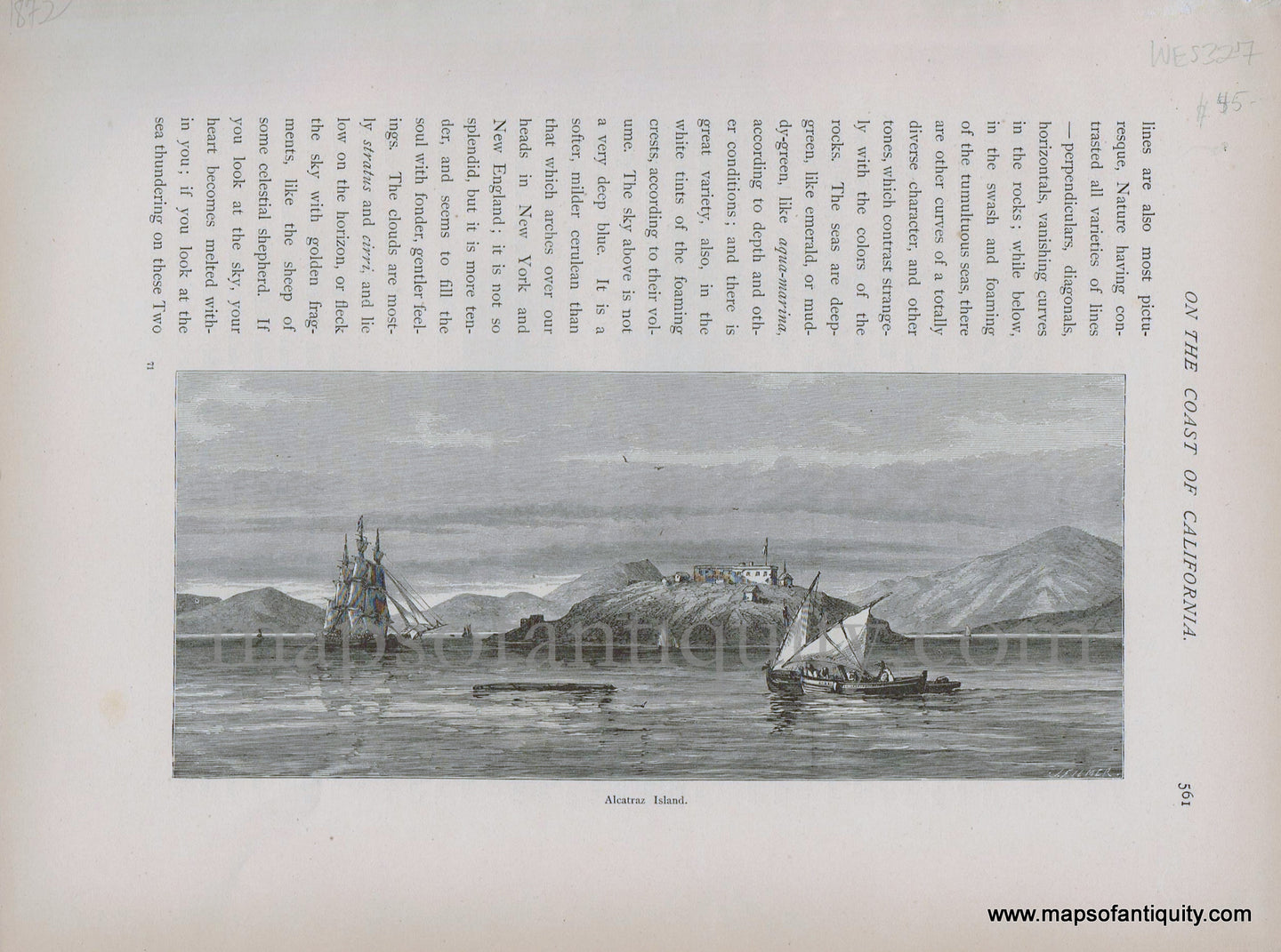 Antique-Print-Prints-Alcatraz-Island-California-San-Francisco-1872-Picturesque-America-1800s-19th-century-maps-of-Antiquity