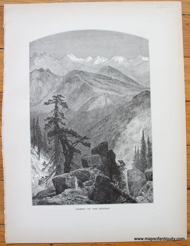 Antique-Print-Prints-Summit-of-the-Sierras-Sierra-Nevadas-Nevada-Mountain-Range-Mountains-California-1872-Picturesque-America-1800s-19th-century-maps-of-Antiquity