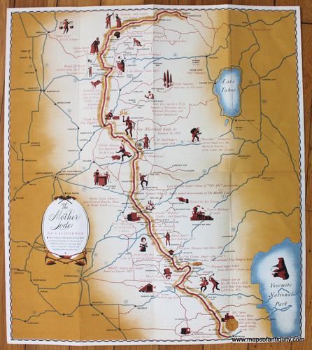 Antique-Printed-Color-Pictorial-Map-The-Mother-Lode-of-California-1949-Bank-of-America-West-California-1900s-20th-century-Maps-of-Antiquity