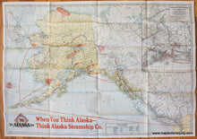 Load image into Gallery viewer, Antique-Printed-Color-Folding-Map-The-Alaska-Line-1917-Alaska-Steamship-Co.-West-railroads-1900s-20th-century-Maps-of-Antiquity
