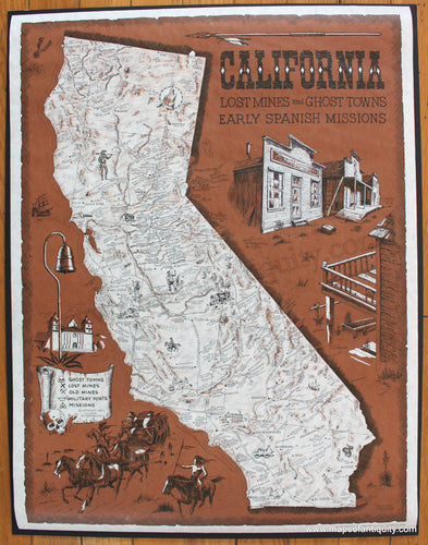 Antique-Pictorial-Map-West-California-Lost-Mines-and-Ghost-Towns-Early-Spanish-Missions-1969-Andy-Dagosta-California-1900s-20th-century-Maps-of-Antiquity