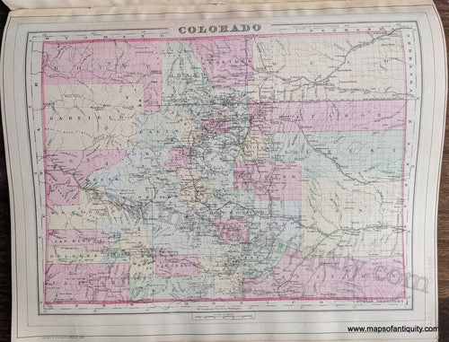 Antique-Hand-Colored-Map-Double-sided-map:-Colorado;-verso:-Indian-Territory-United-States-West-1884-Mitchell-Maps-Of-Antiquity-1800s-19th-century