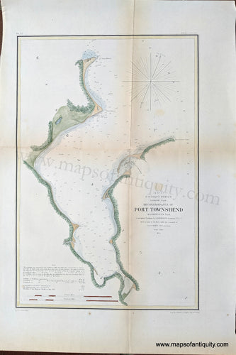 Genuine-Antique-Coast-Survey-Chart-Reconnaissance-of-Port-Townshend-Washington-Territory-1854-US-Coast-Survey-Maps-Of-Antiquity-1800s-19th-century