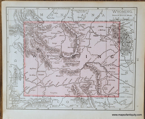 Genuine-Antique-Map-Wyoming-1900-Rand-McNally-Maps-Of-Antiquity