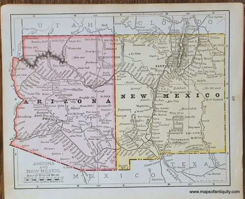 Genuine-Antique-Map-Arizona-and-New-Mexico-1900-Rand-McNally-Maps-Of-Antiquity