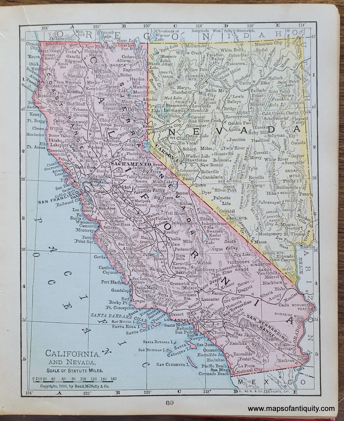 Genuine-Antique-Map-California-1900-Rand-McNally-Maps-Of-Antiquity