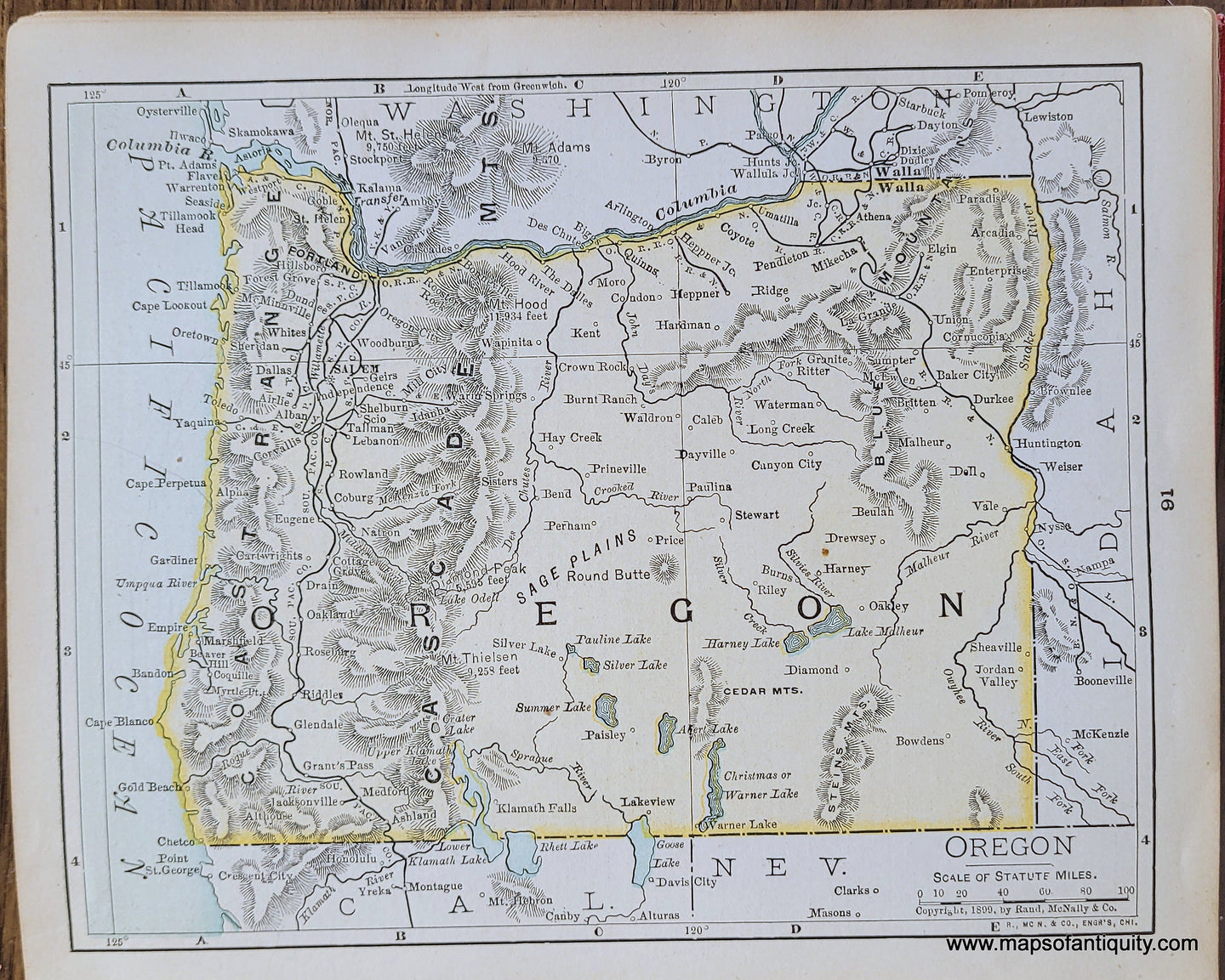 Genuine-Antique-Map-Oregon-1900-Rand-McNally-Maps-Of-Antiquity