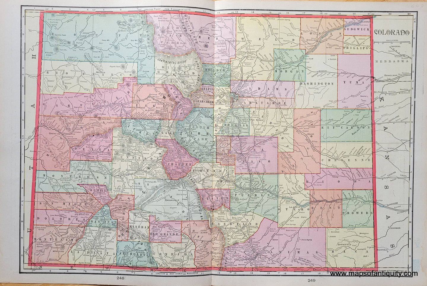 Genuine-Antique-Map-Colorado-1903-Cram-Maps-Of-Antiquity