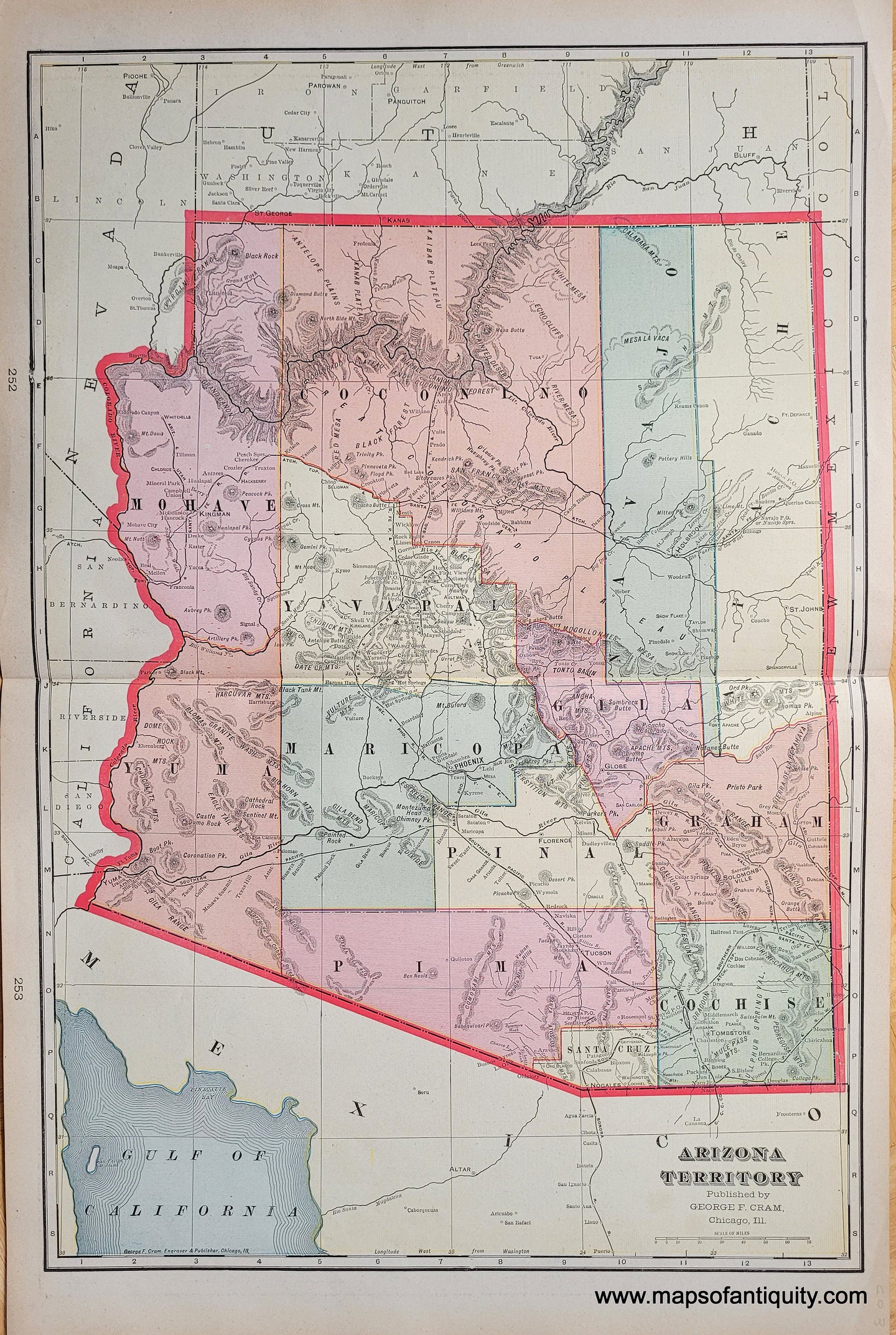 Genuine-Antique-Map-Arizona-Territory-1903-Cram-Maps-Of-Antiquity