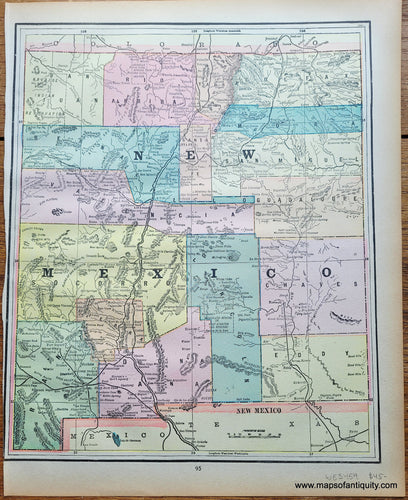 Genuine-Antique-Printed-Color-Map-Double-sided-page-New-Mexico-verso-Washington-1893-Gaskell-Maps-Of-Antiquity
