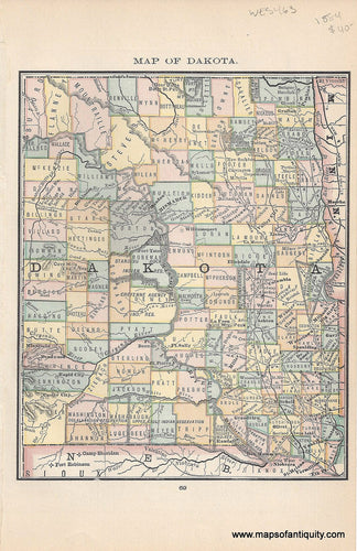 Genuine Antique Map-Map of Dakota-1884-Rand McNally & Co-Maps-Of-Antiquity