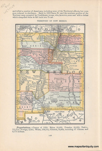 Genuine Antique Map-Territory of New Mexico-1884-Rand McNally & Co-Maps-Of-Antiquity