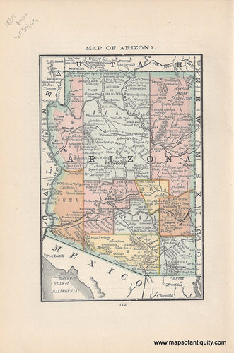 Genuine Antique Map-Map of Arizona-1884-Rand McNally & Co-Maps-Of-Antiquity