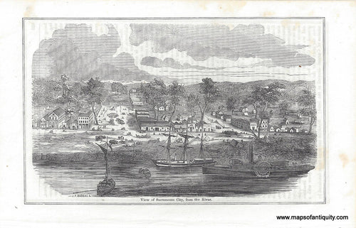 Genuine-Antique-Print-View-of-Sacramento-City-from-the-River-1848-Sears-Maps-Of-Antiquity