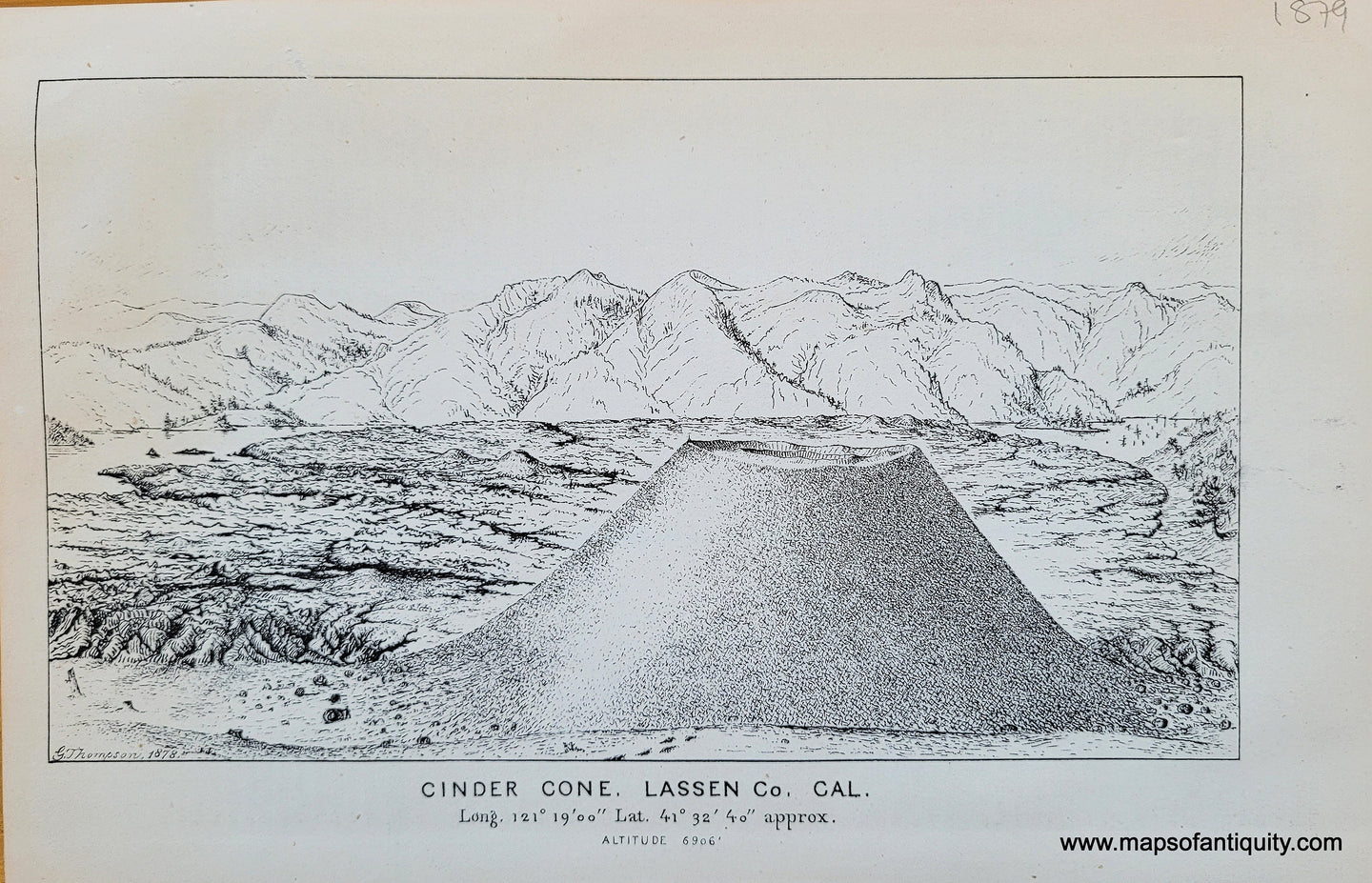 Genuine-Antique-Print-Cinder-Cone-Lassen-Co--Cal--1879-Wheeler-Maps-Of-Antiquity