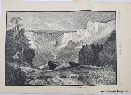 Genuine-Antique-Print-The-Grand-Canyon-of-the-Yellowstone-River-in-the-National-Park-1883-Harpers-Weekly-Maps-Of-Antiquity
