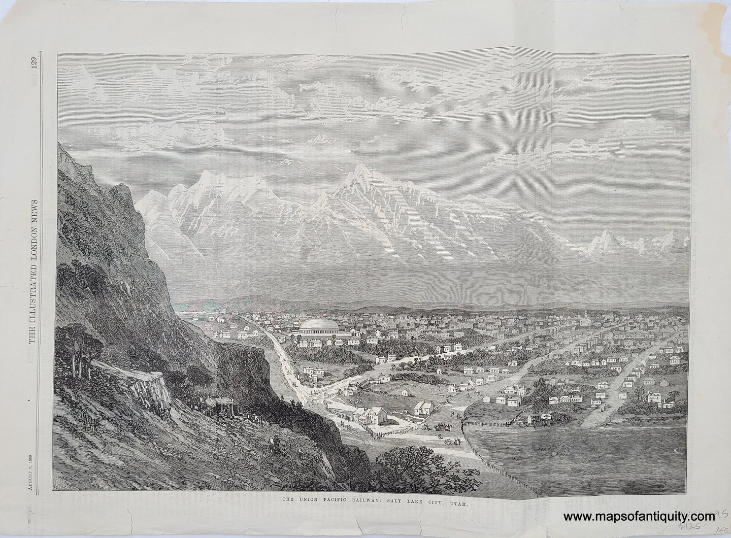 Genuine-Antique-Print-The-Union-Pacific-Railway--Salt-Lake-City-Utah-1869-London-Illustrated-News-Maps-Of-Antiquity