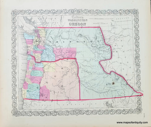 Genuine-Antique-Map-Coltons-Washington-and-Oregon-1859-Colton-Maps-Of-Antiquity