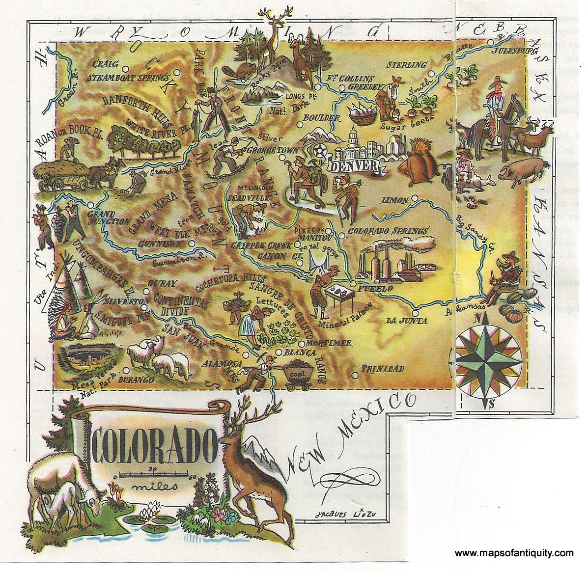 Genuine-Vintage-Map-Colorado-1949-Liozu-Maps-Of-Antiquity