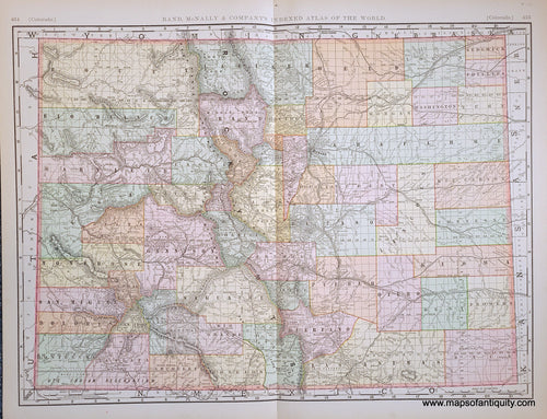 Genuine-Antique-Map-Colorado-Colorado--1898-Rand-McNally-Maps-Of-Antiquity-1800s-19th-century
