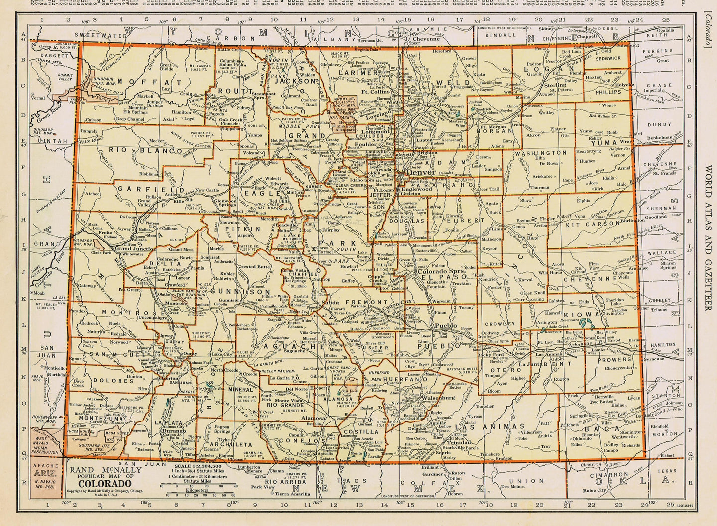 Genuine-Antique-Map-Popular-Map-of-Colorado--1940-Rand-McNally-Maps-Of-Antiquity