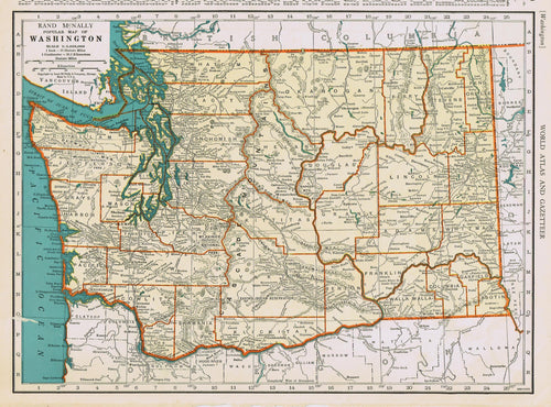 Genuine-Antique-Map-Popular-Map-of-Washington--1940-Rand-McNally-Maps-Of-Antiquity